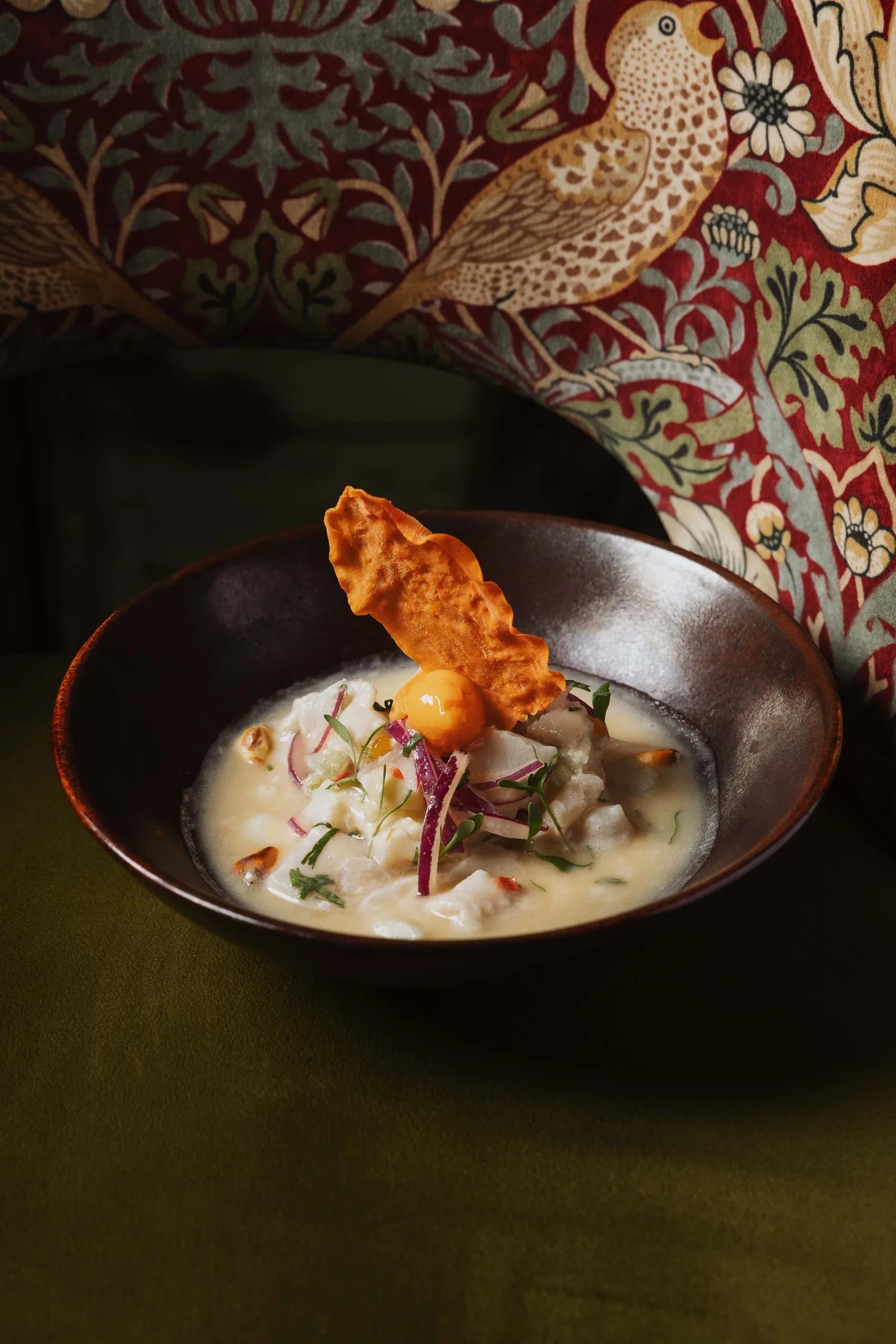 Ceviche with sweet potato chip